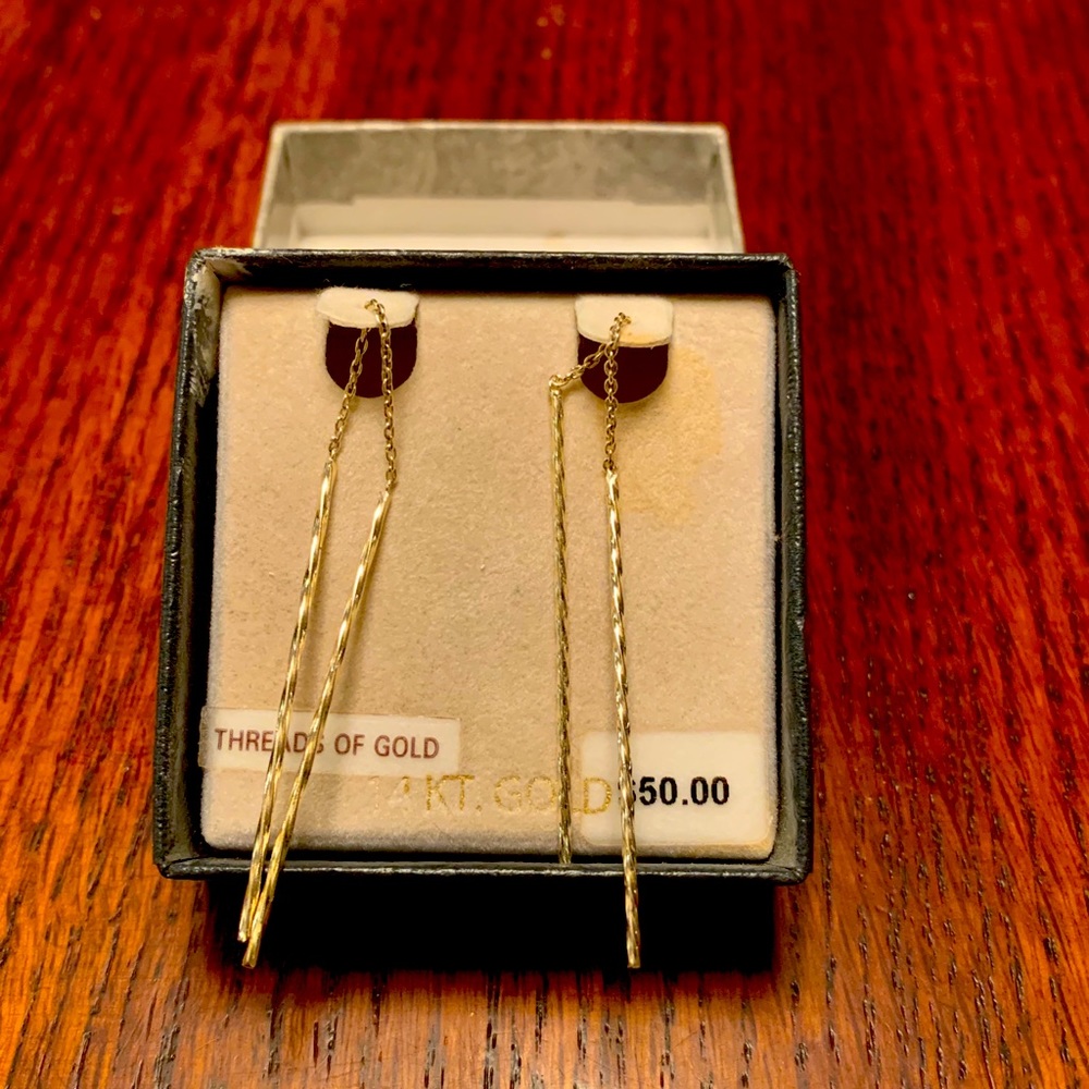 NWT 14K Threads of Gold Earrings